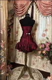 Burgundy Strapless A-Line Satin Beaded Vintage Short Party Dresses, HZ0319