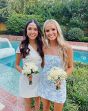 Cute Blue Strapless Sheath Homecoming Dresses Short Prom Dresses, HZ0319