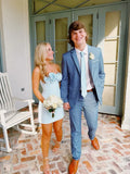 Light Blue Strapless Sheath Short Homecoming Dresses With 3d Flower, HZ0319