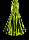 Bright Green Off Shoulder Mermaid Satin Vintage Long Evening Party Dress, HZ0319