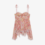 Vintage Lace Floral Spaghetti Strap Ruffled Hem Design A-line Party Dress, HZ0319