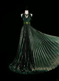 Dark Green Halter Neck A-Line Beading Vintage Long Evening Party Dress, HZ0319