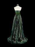 Dark Green Halter Neck A-Line Beading Vintage Long Evening Party Dress, HZ0319