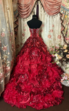 Wine Red Strapless Beading A-Line Retro Long Party Dress Evening Ball Gown, HZ0319