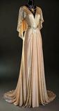 Champagne Gold A-Line Beading Elegant Long Formal Prom Dress Evening Gown, HZ0319