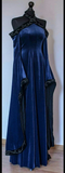 Vintage Dark Blue Halter Neck A-Line Velvet Long Formal Prom Dress Evening Dress, HZ0319