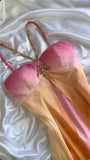 Spaghetti Straps A-Line Beading Colorful Chiffon Long Party Dress Evening Dresses, HZ0319