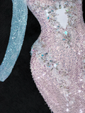 Vintage Shiny Pink Sequined Sweetheart Design Mermaid Prom Dress Evening Dress HZ0319