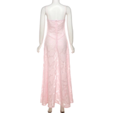 Vintage Pink Applique Spaghetti Strap Design A-line Party Dress, HZ0319