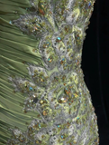 Green Spaghetti Straps Mermaid Vintage Long Evening Party Dresses, HZ0319