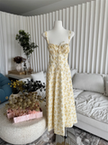 Simple Floral Spaghetti Strap Design A-line Split Women Party Dress, HZ0319