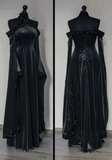Vintage Dark Blue Halter Neck A-Line Velvet Long Formal Prom Dress Evening Dress, HZ0319