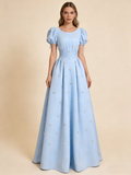 New Arrival Prom Dress A Line Crew Neck Pleated Gala Dress Formal Dress Evening Dress HZ0319