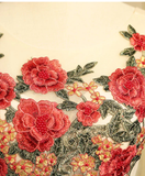 Vintage Red Floral Embroidery Design A-line Lace-up Satin Party Dress Homecoming Dress HZ0319