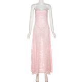 Vintage Pink Applique Spaghetti Strap Design A-line Party Dress, HZ0319