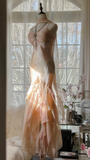 Vintage Mermaid Beaded Floral Design Romantic Chiffon Evening Dress Prom Dress HZ0319