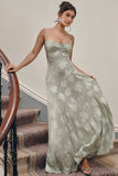 Vintage Floral Jacquard Spaghetti Strap Design Prom Dress Evening Dress HZ0319