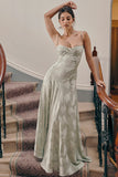Vintage Floral Jacquard Spaghetti Strap Design Prom Dress Evening Dress HZ0319