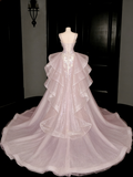 Gorgeous Pink Sequins Mermaid Beading Long Evening Dress Birthday Outfits, HZ0319
