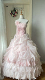 Pretty Prom Dress Strapless Pleated Flower Ball Gown Birthday Party Dress Evening Dress HZ0319
