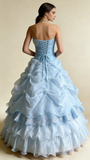 Pretty Prom Dress Strapless Pleated Flower Ball Gown Birthday Party Dress Evening Dress HZ0319