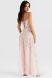 Vintage Floral Jacquard Spaghetti Strap Design Prom Dress Evening Dress HZ0319