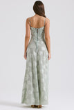 Vintage Floral Jacquard Spaghetti Strap Design Prom Dress Evening Dress HZ0319