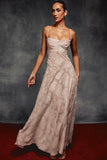 Vintage Floral Jacquard Spaghetti Strap Design Prom Dress Evening Dress HZ0319