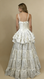 Retro V Neck Straps A-Line Lace Ruffles Vintage Wedding Dress Evening Dress, HZ0319